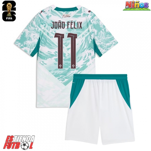 Portugal Joao Felix #11 Segunda Equipación Niños Mundial 2026 Manga Corta (+ Pantalones cortos)